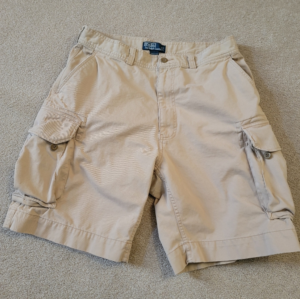 Vintage Polo Ralph Lauren Cargo Shorts Mens 36 Khaki Chino Beige Y2K